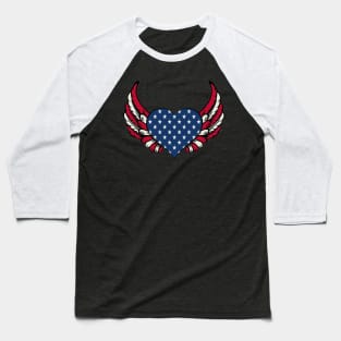 American Heart USA flag Baseball T-Shirt